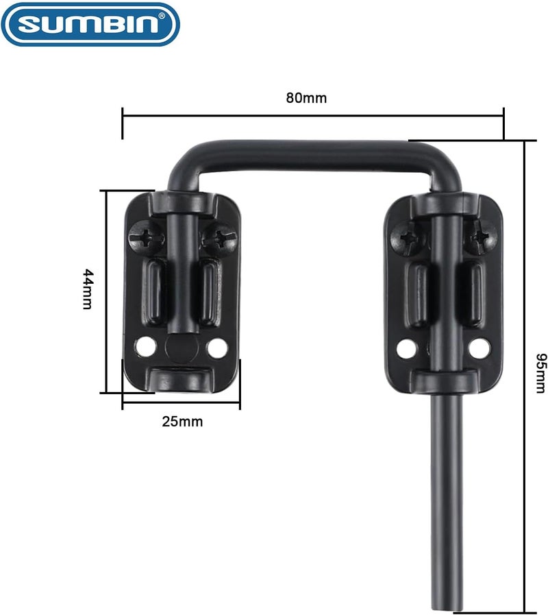SUMBIN Sliding Door Loop Lock, Child Safe & Home Security, for Patio French Door Matt Black Finish (4 Packs) - Image 2